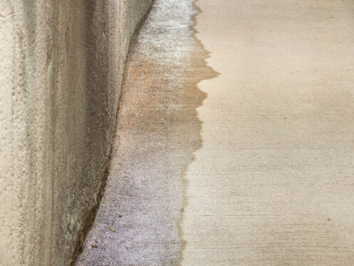 Water leaking from concrete slab